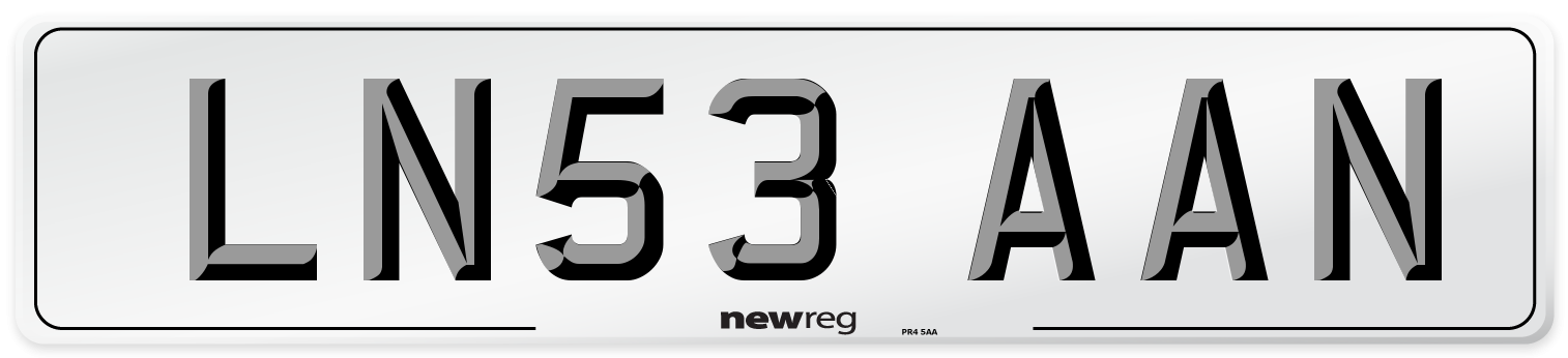 LN53 AAN Number Plate from New Reg